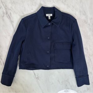 COS navy blue cropped jacket